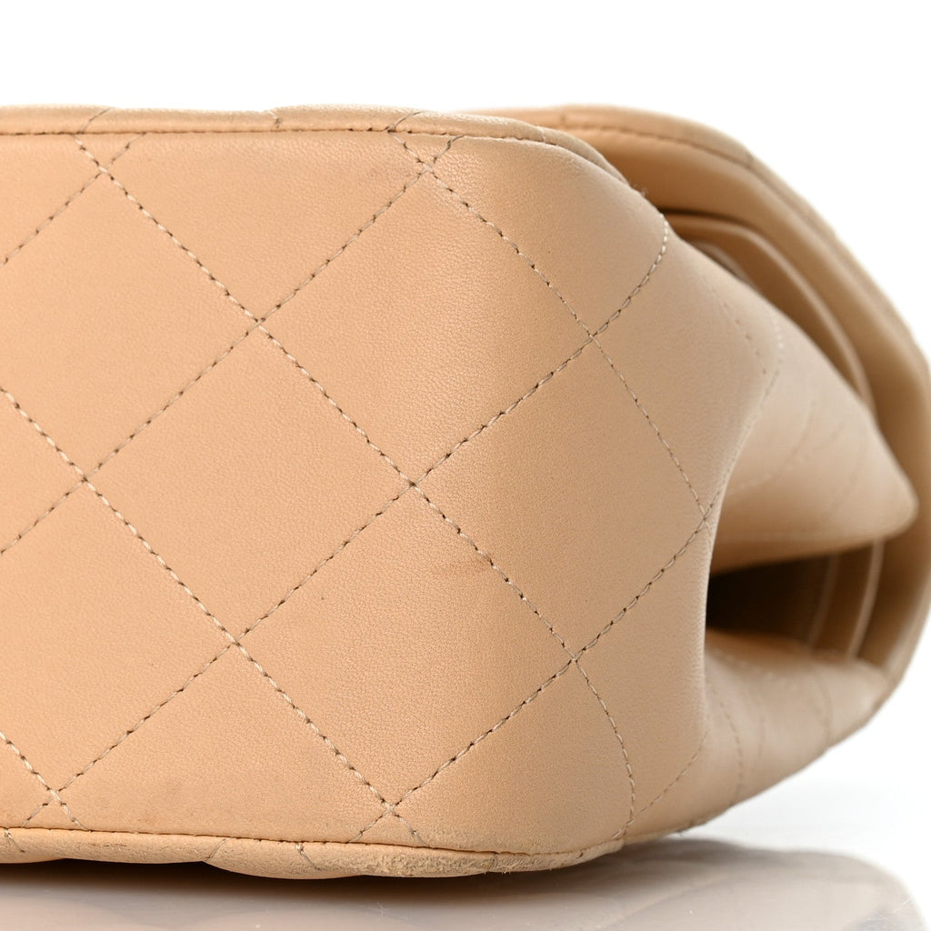 Lambskin Quilted Jumbo Double Flap Light Beige wholesalehk.shop