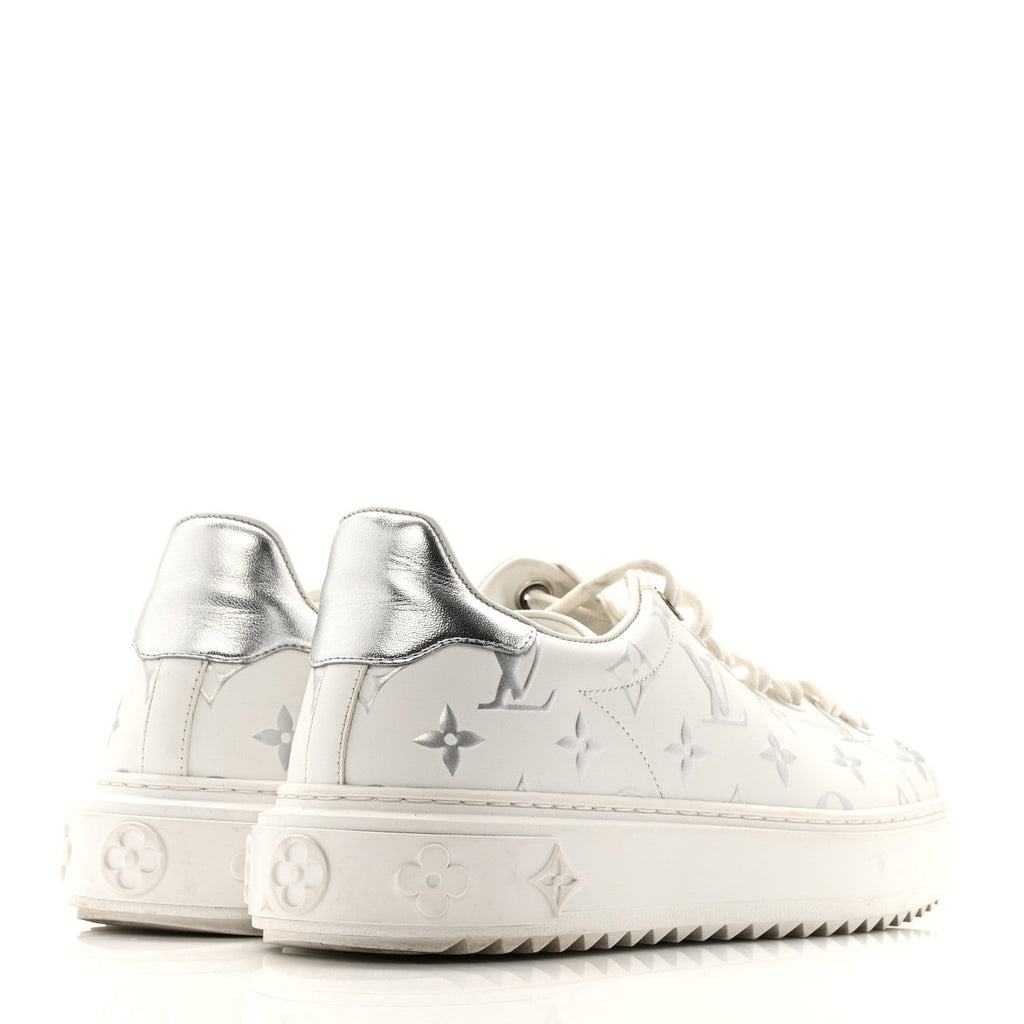 Calfskin Monogram Debossed Time Out Sneakers 38 White Silver £¨ Direct shipment via from wholesalehk.shop