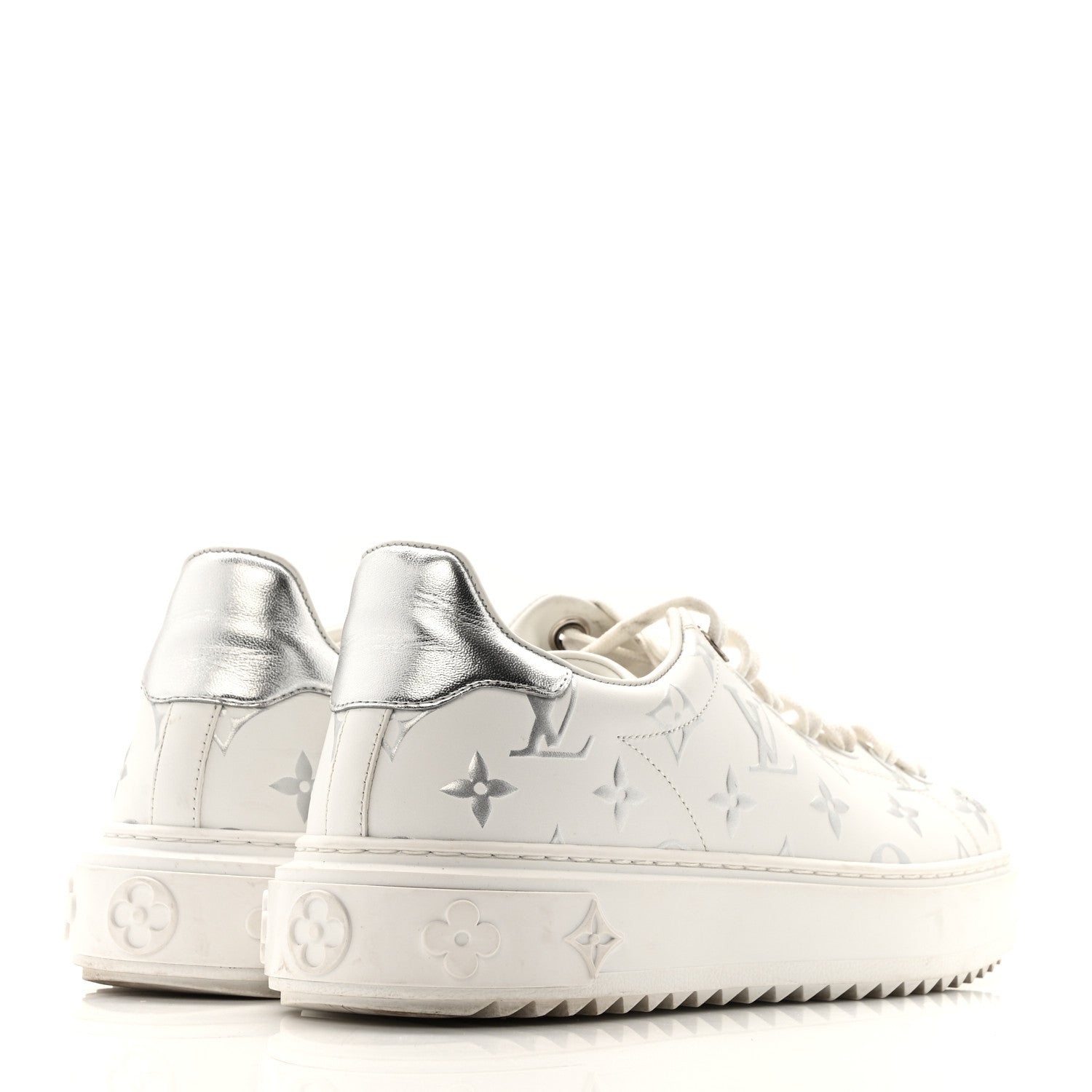 Calfskin Monogram Debossed Time Out Sneakers 38 White Silver £¨ Direct shipment via from wholesalehk.shop