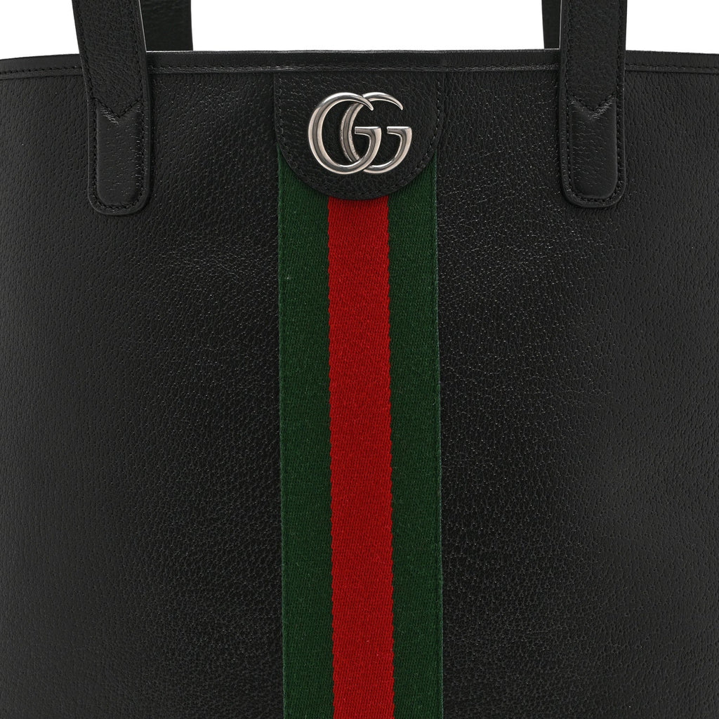 Textured Dollar Calfskin Web Medium Ophidia Tote Bag  Black wholesalehk.shop