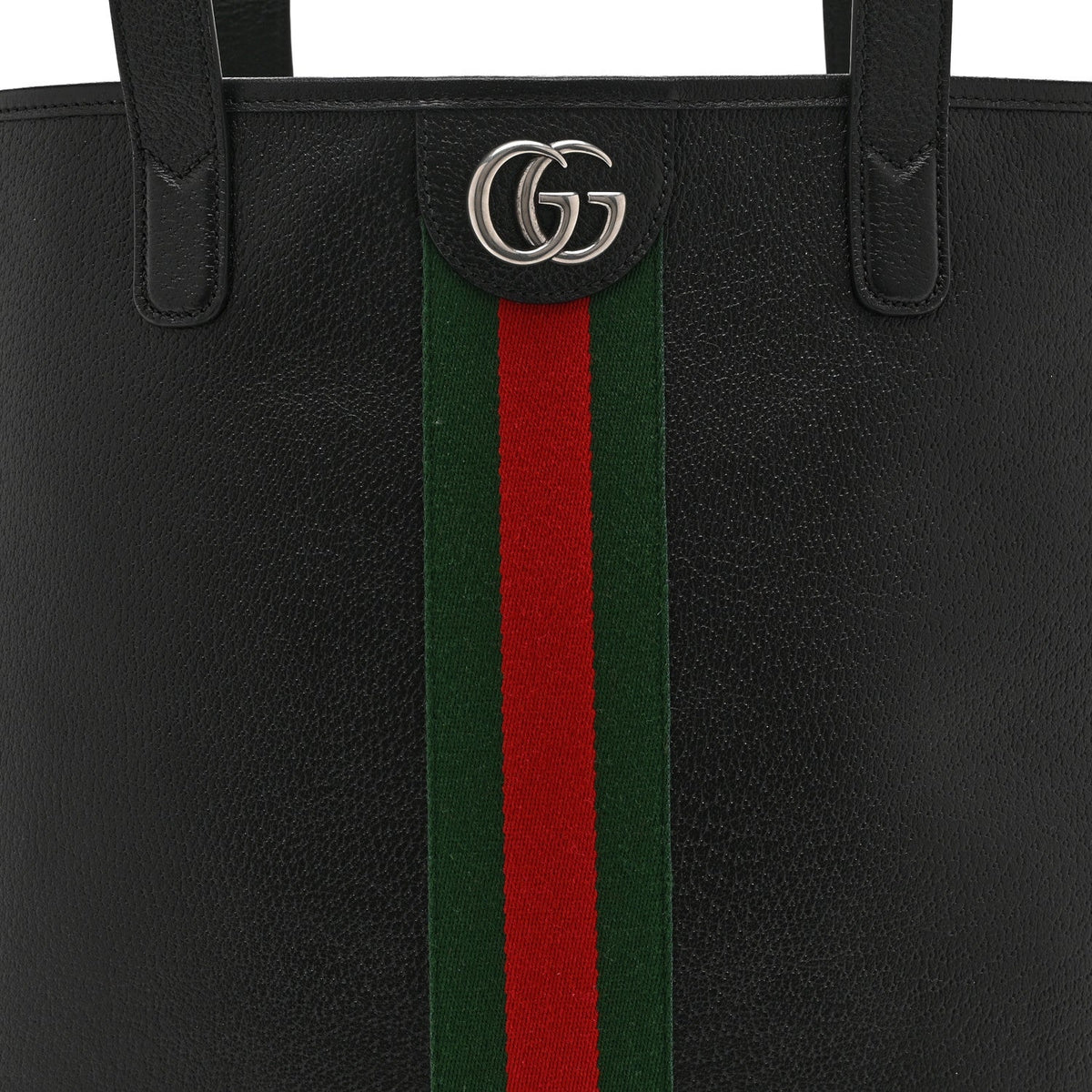 Textured Dollar Calfskin Web Medium Ophidia Tote Bag  Black wholesalehk.shop