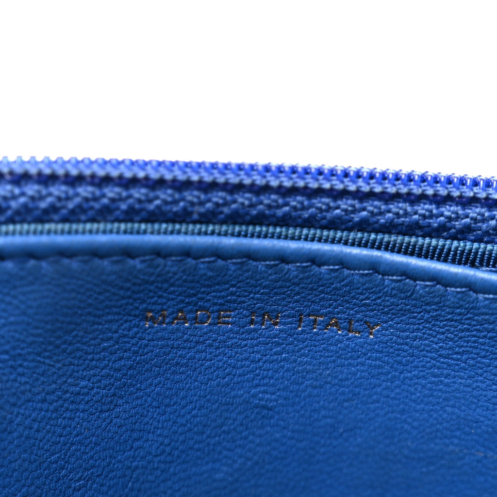 Lambskin Quilted Wallet On Chain WOC Blue wholesalehk.shop
