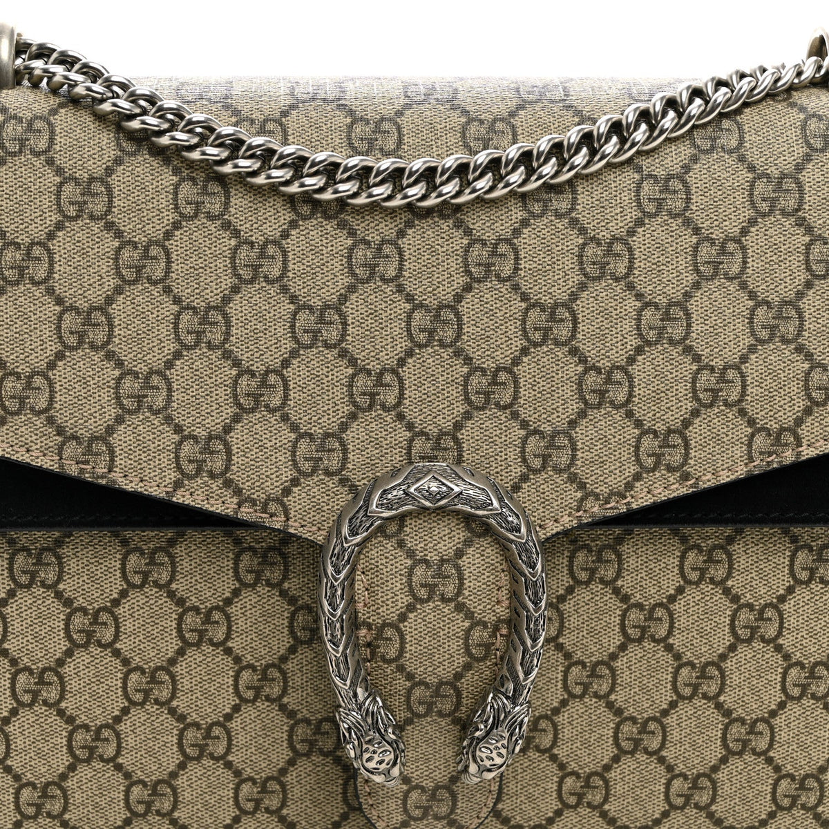 GG Supreme Monogram Medium Dionysus Shoulder Bag Black wholesalehk.shop