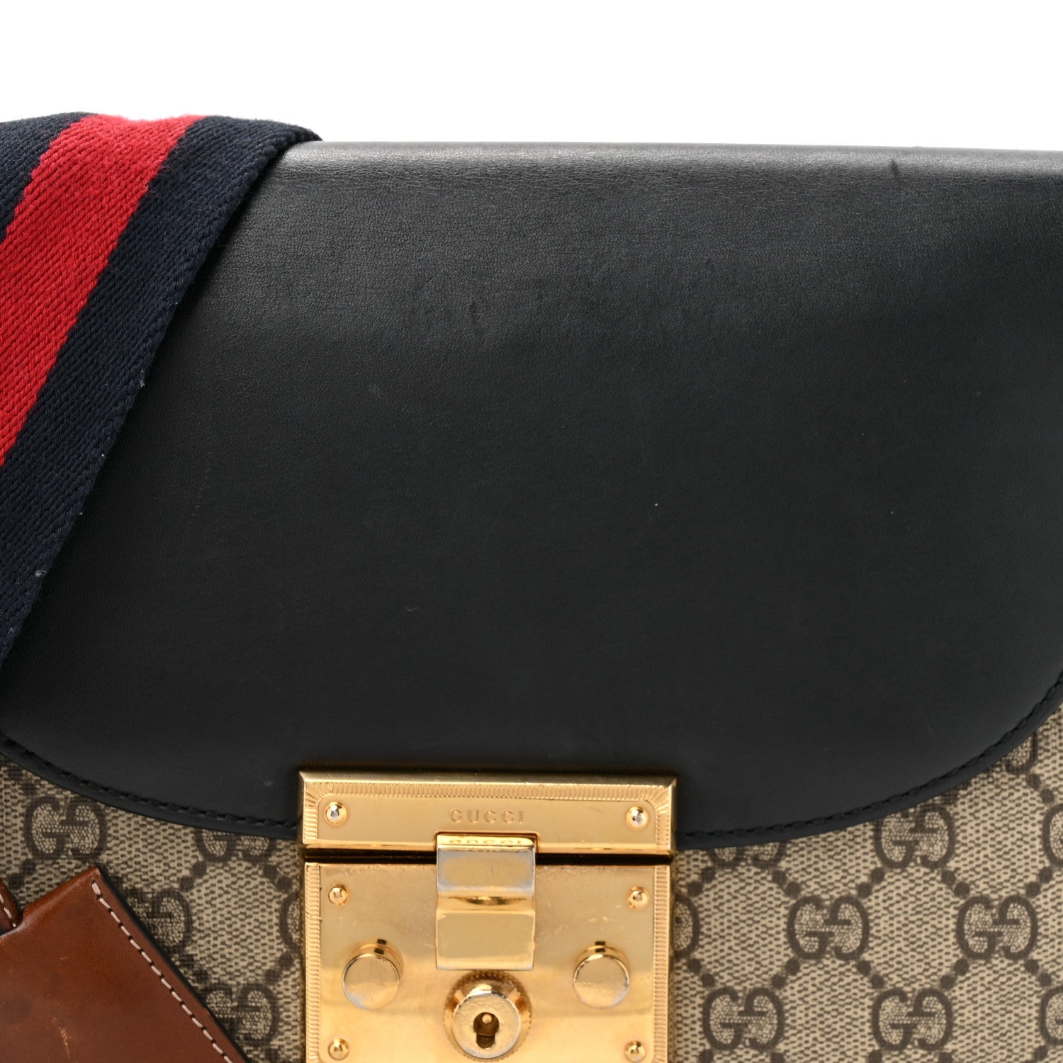 GG Supreme Monogram Web Medium Padlock Messenger Shoulder Bag Black £¨ Direct shipment via from wholesalehk.shop