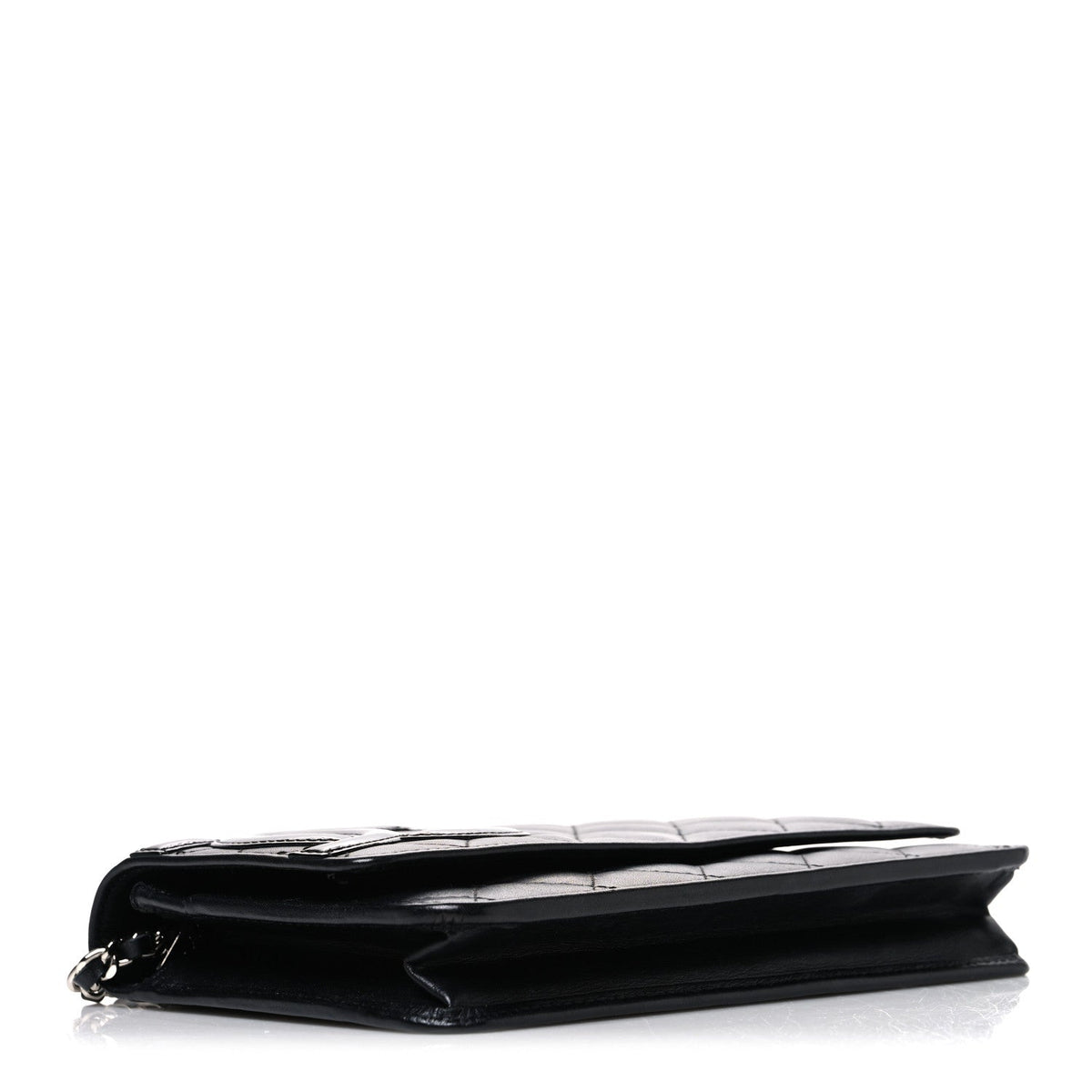 Calfskin Quilted Cambon Wallet on Chain WOC Black wholesalehk.shop