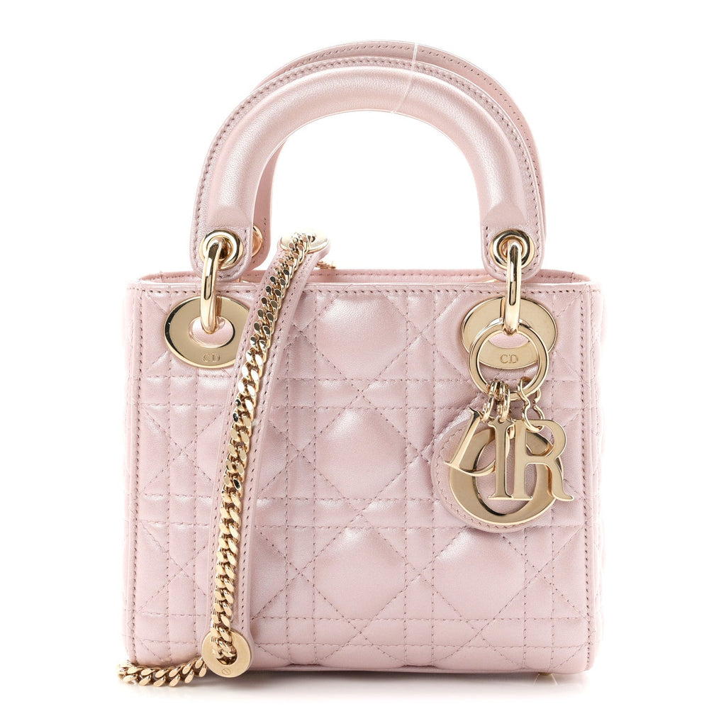 Metallic Lambskin Cannage Mini Lady Dior  Lotus wholesalehk.shop