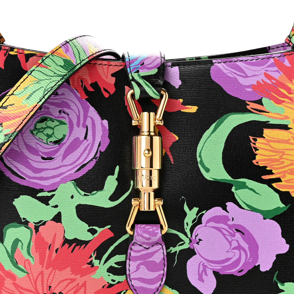 X KEN SCOTT New Shangai Calfskin Jenny Floral Print Small Jackie 1961 Hobo Black Pink £¨ Direct shipment via from wholesalehk.shop