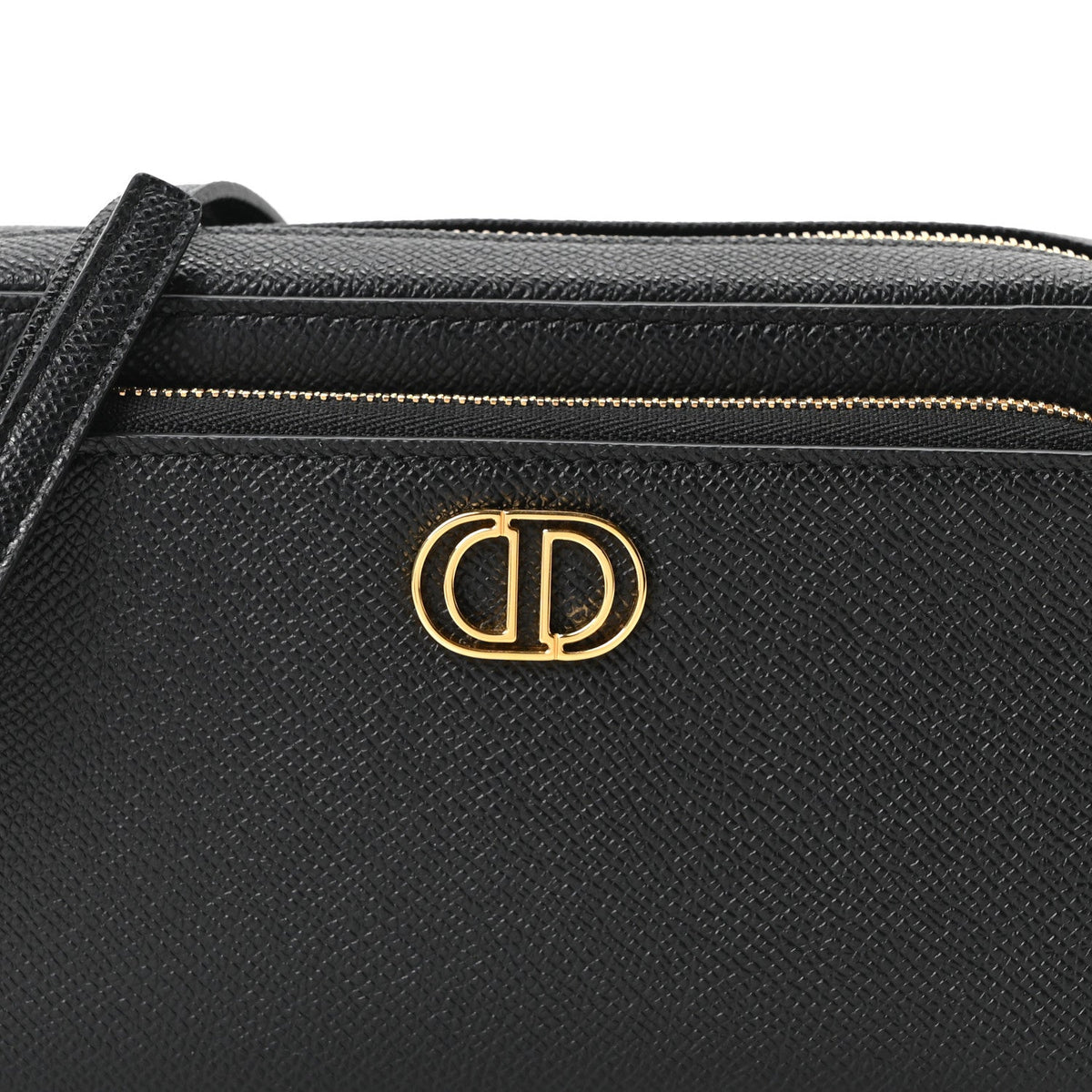 Grained Calfskin Caro Double Pouch Black wholesalehk.shop