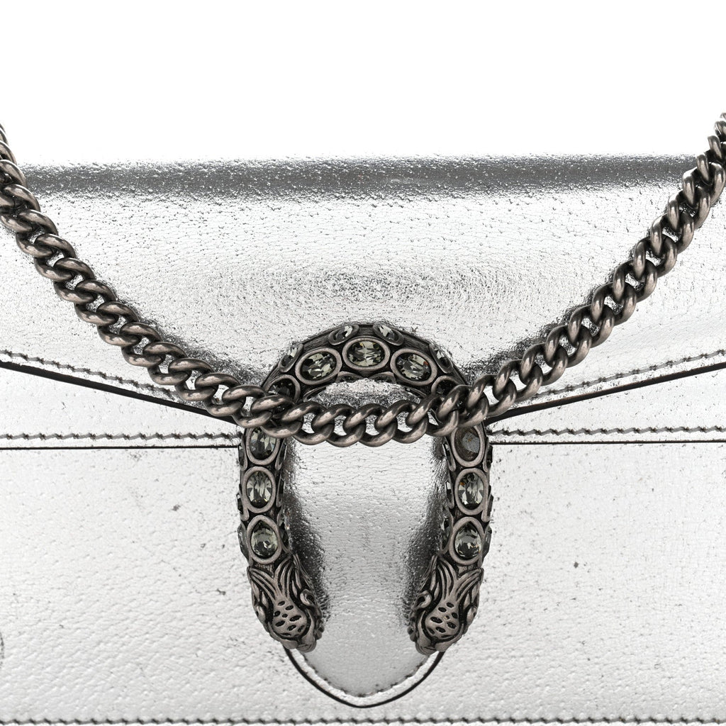 Metallic Calfskin Super Mini Dionysus Shoulder Bag Silver wholesalehk.shop