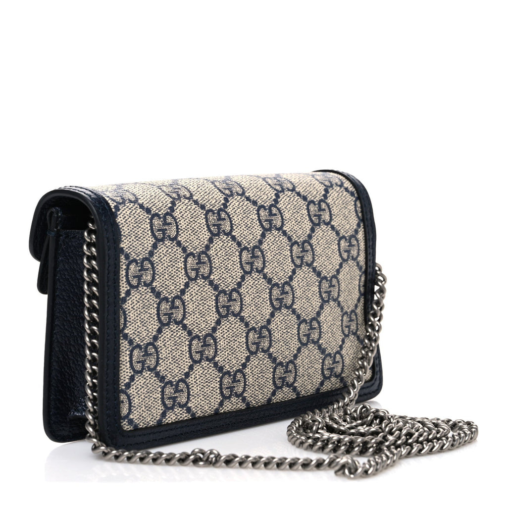 GG Supreme Monogram Textured Dollar Calfskin Super Mini Dionysus Shoulder Bag Beige Blue wholesalehk.shop
