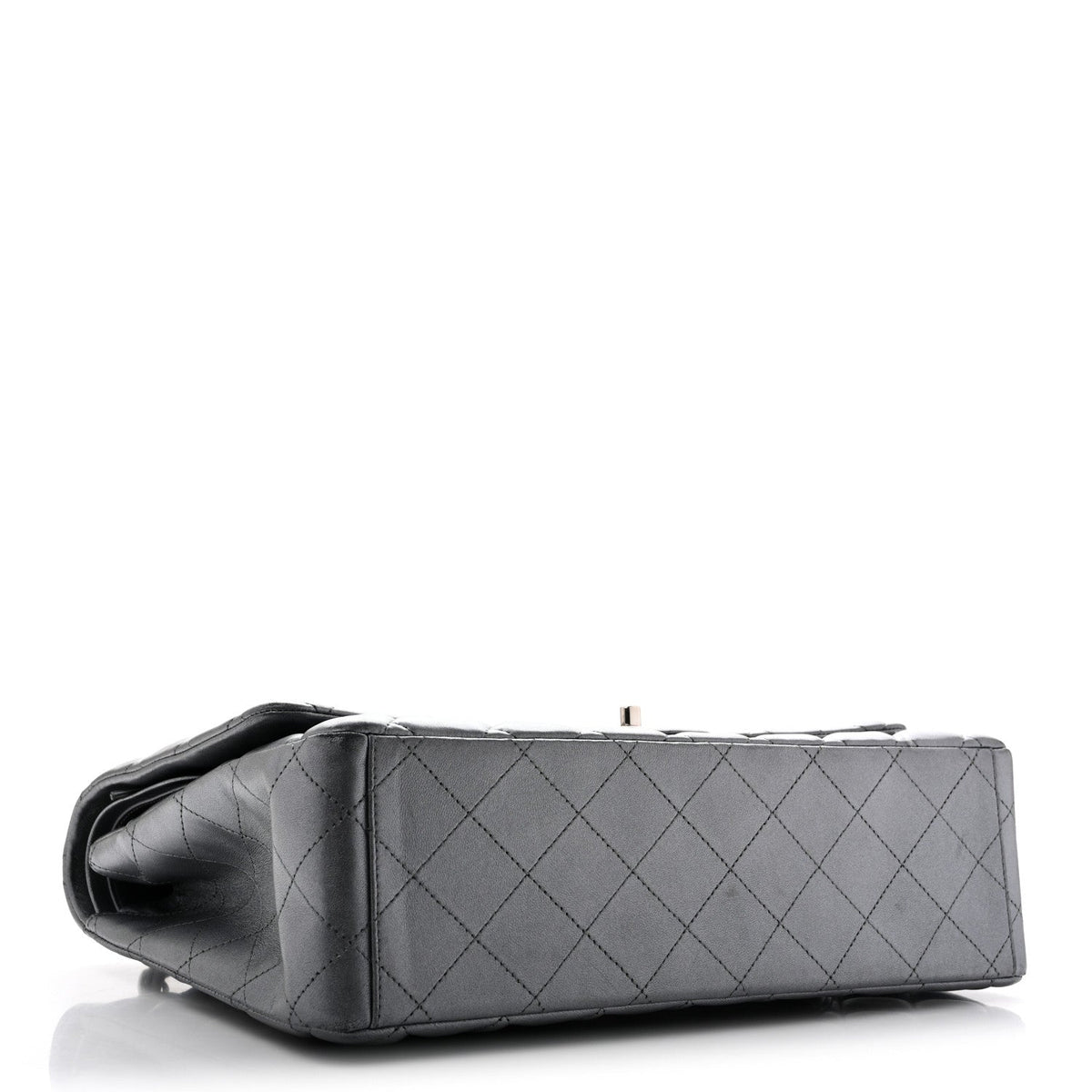 Metallic Lambskin Quilted Maxi Double Flap Pewter wholesalehk.shop