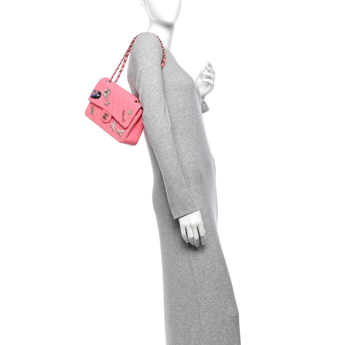 Lambskin Quilted Medium Hollywood Charms Double Flap Coral Pink wholesalehk.shop