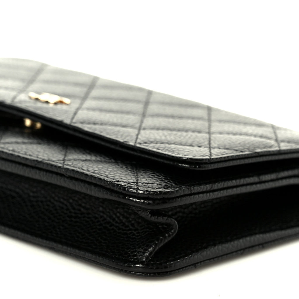 Caviar Quilted Wallet on Chain WOC Black wholesalehk.shop