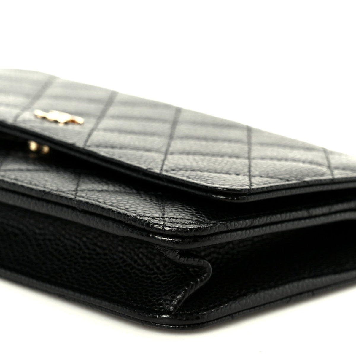 Caviar Quilted Wallet on Chain WOC Black wholesalehk.shop