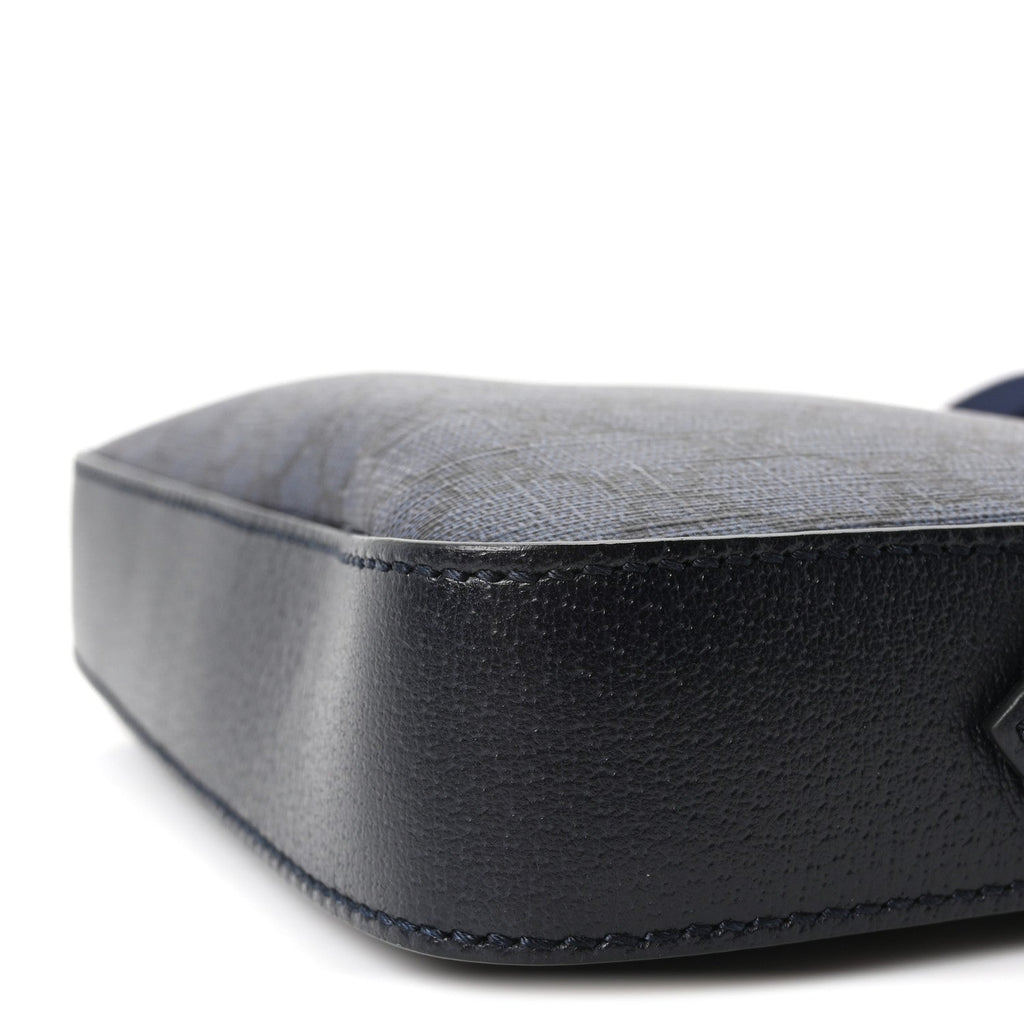 GG Supreme Monogram Textured Dollar Calfskin Web Ophidia Wristlet Shoulder Bag Black Blue wholesalehk.shop