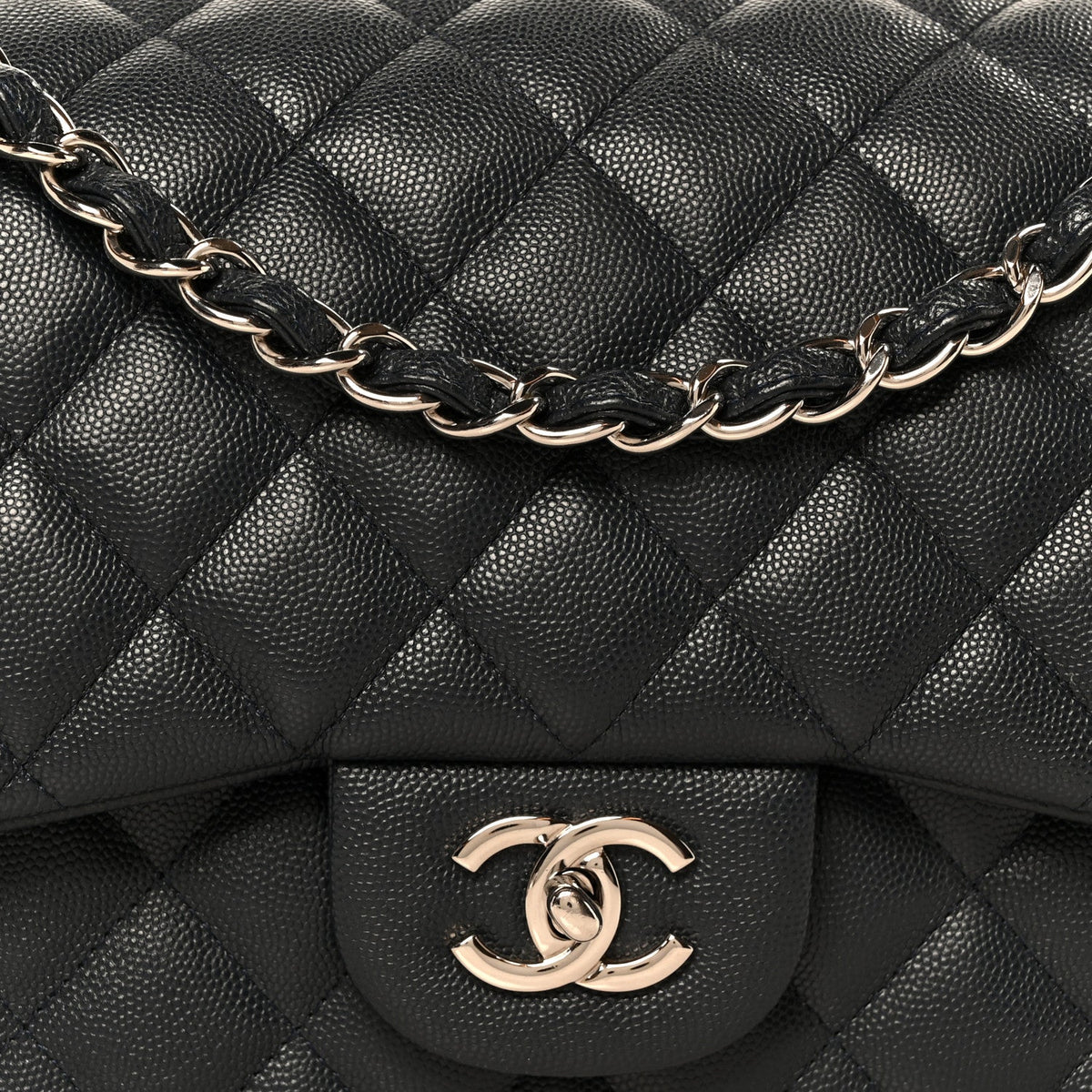 Caviar Quilted Jumbo Double Flap Navy Blue wholesalehk.shop