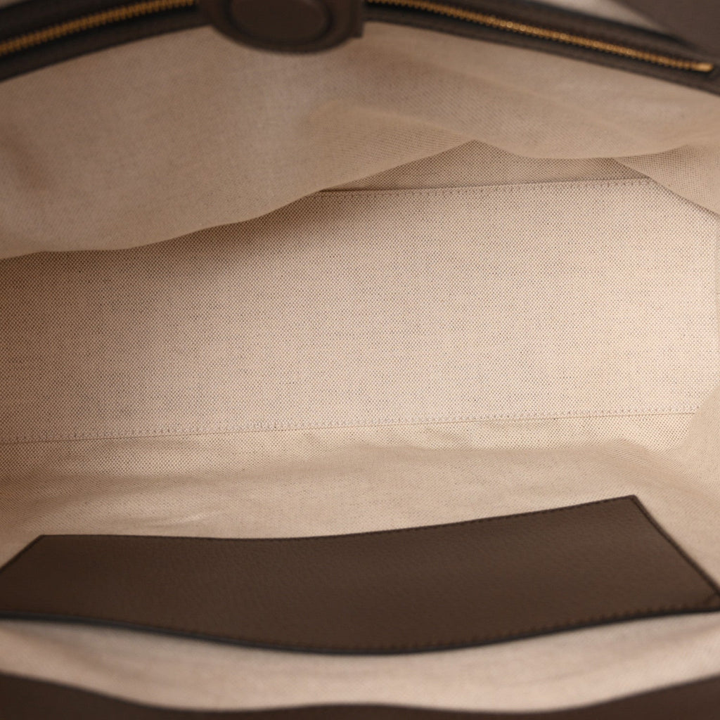 X PALACE Monogram Jumbo GG Textured Dollar Calfskin Web Medium Ophidia Shopping Tote Camel Ebony wholesalehk.shop