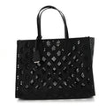 Calfskin GG Monogram Diamond Cut Medium Ophidia Tote Bag Black wholesalehk.shop