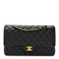 Lambskin Quilted Small Double Flap Black wholesalehk.shop