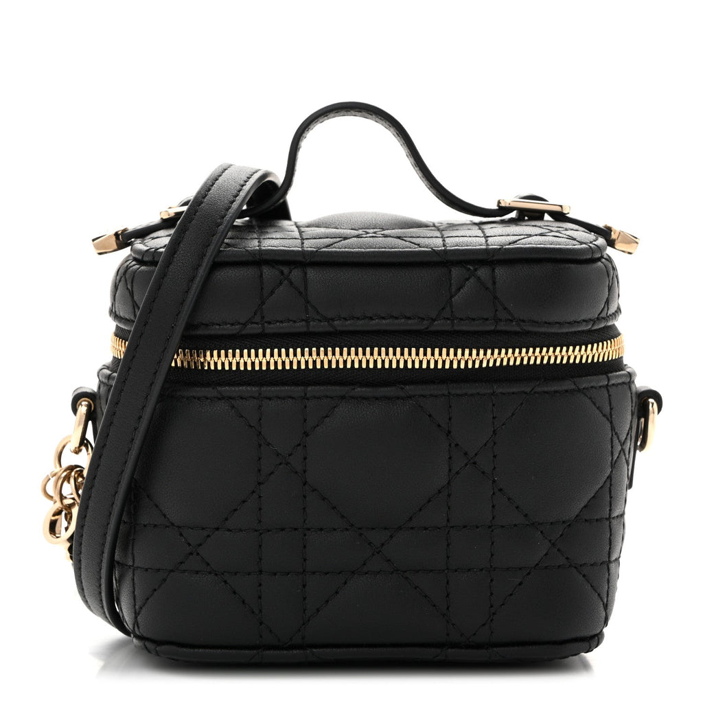 Lambskin Cannage Micro Lady Dior Vanity Case Black wholesalehk.shop