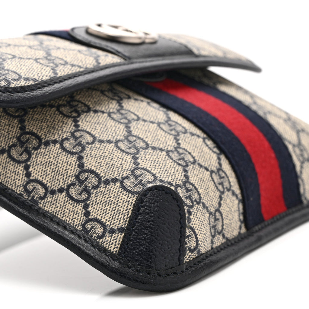GG Supreme Monogram Web Small Ophidia Belt Bag 90 36 Beige Navy wholesalehk.shop