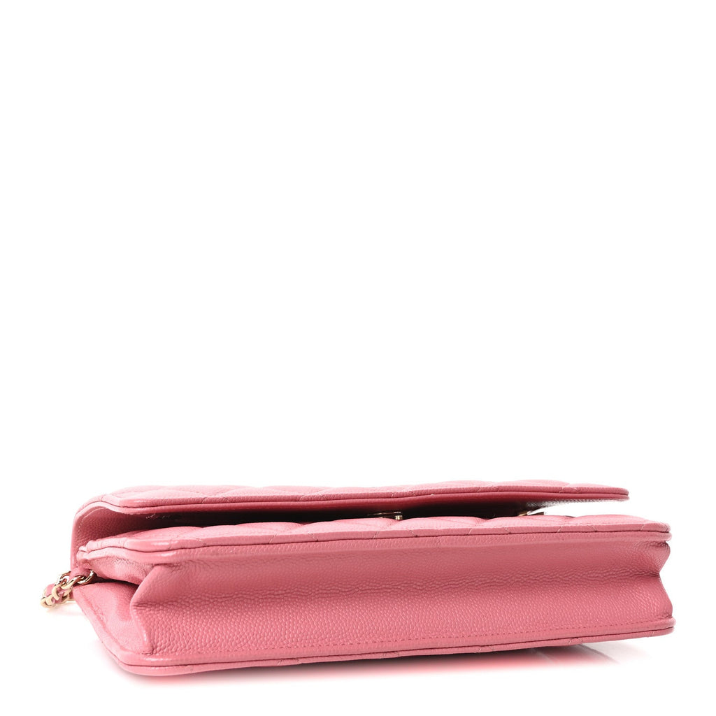 Caviar Quilted Wallet on Chain WOC Light Pink wholesalehk.shop