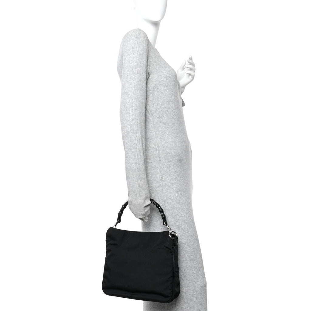 Nylon Bamboo Hobo Black wholesalehk.shop