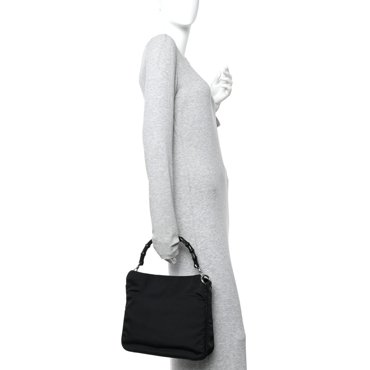 Nylon Bamboo Hobo Black wholesalehk.shop
