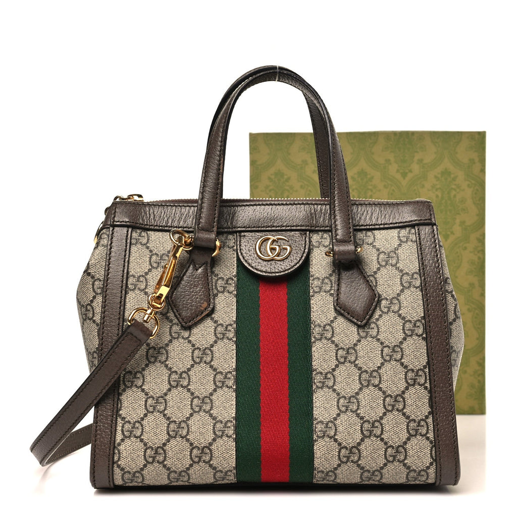 GG Supreme Monogram Small Ophidia Tote Bag Brown wholesalehk.shop