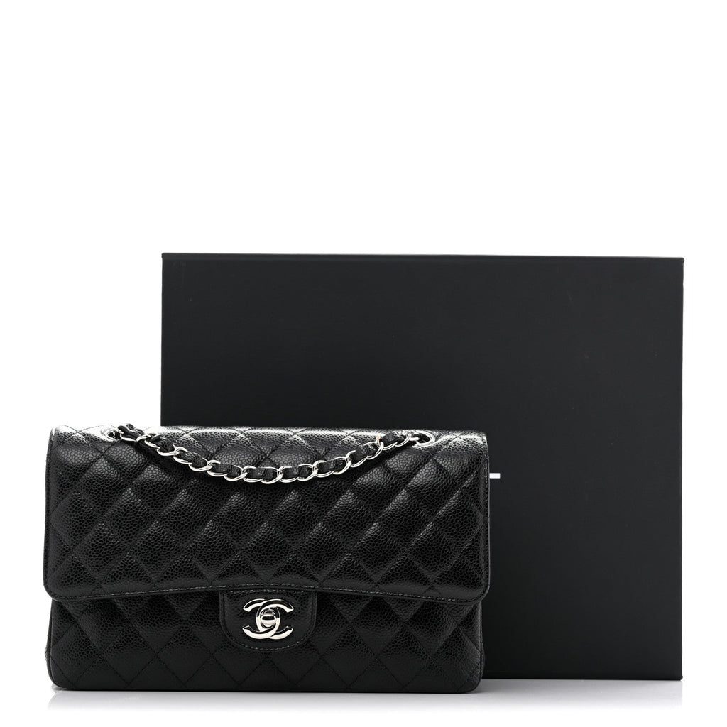 Caviar Quilted Medium Double Flap Black wholesalehk.shop