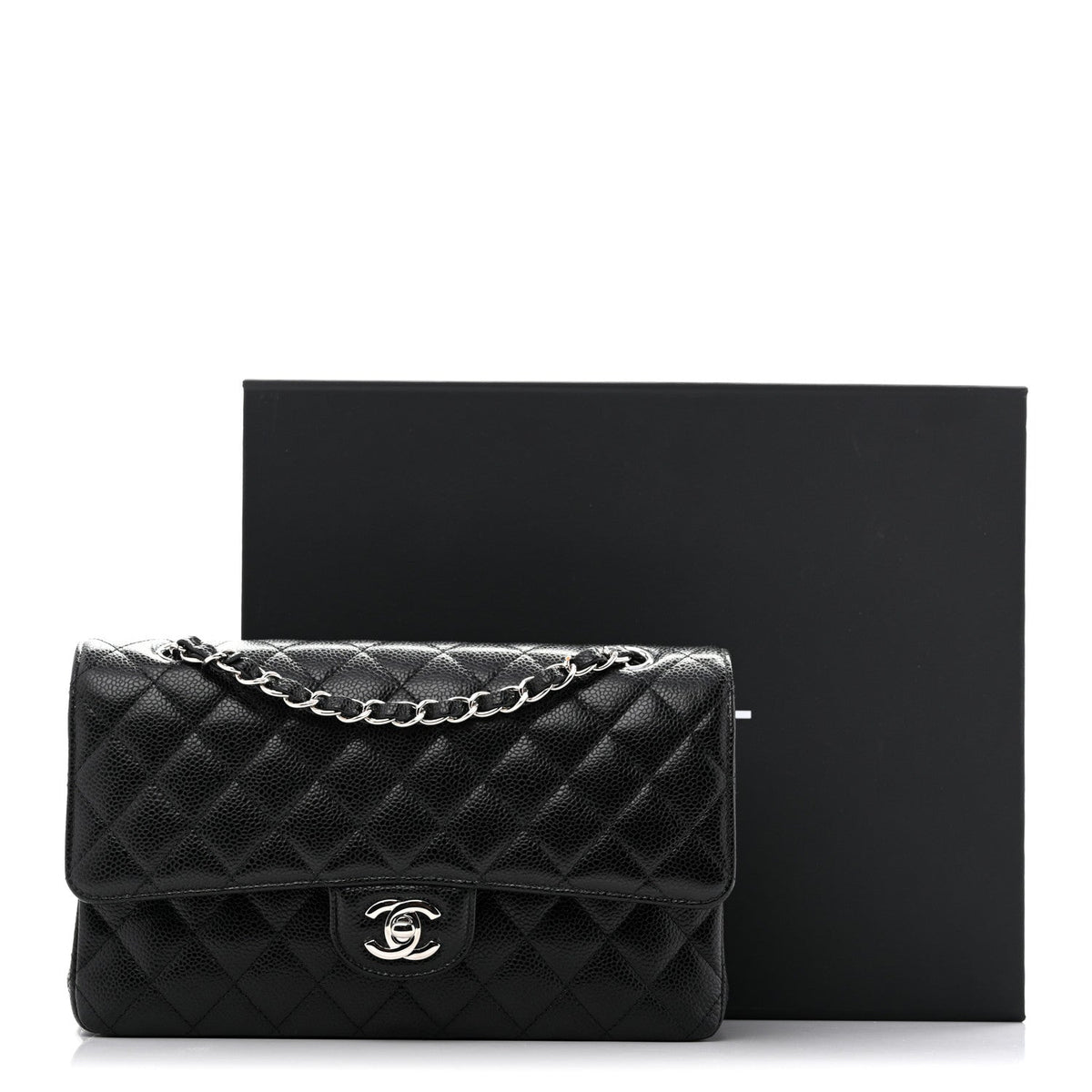 Caviar Quilted Medium Double Flap Black wholesalehk.shop