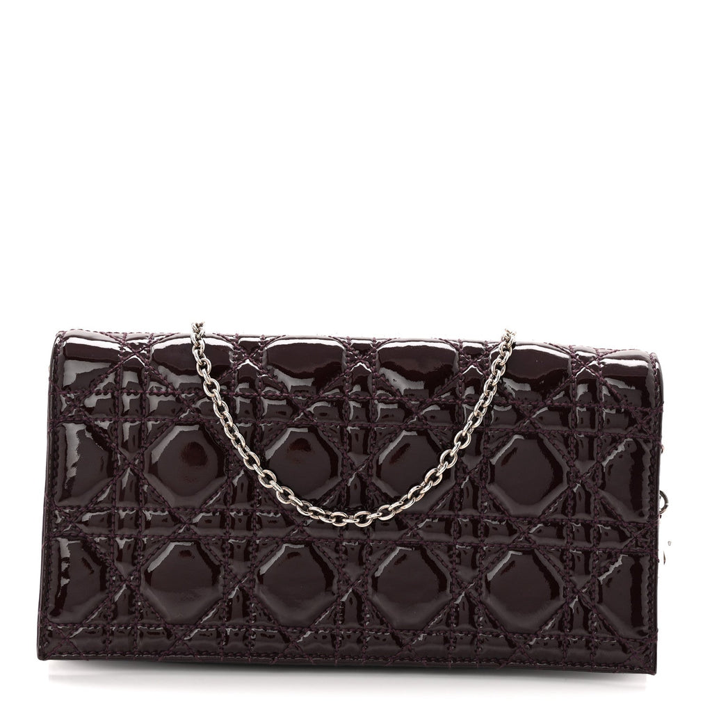 Patent Cannage Lady Dior Chain Wallet Purple wholesalehk.shop