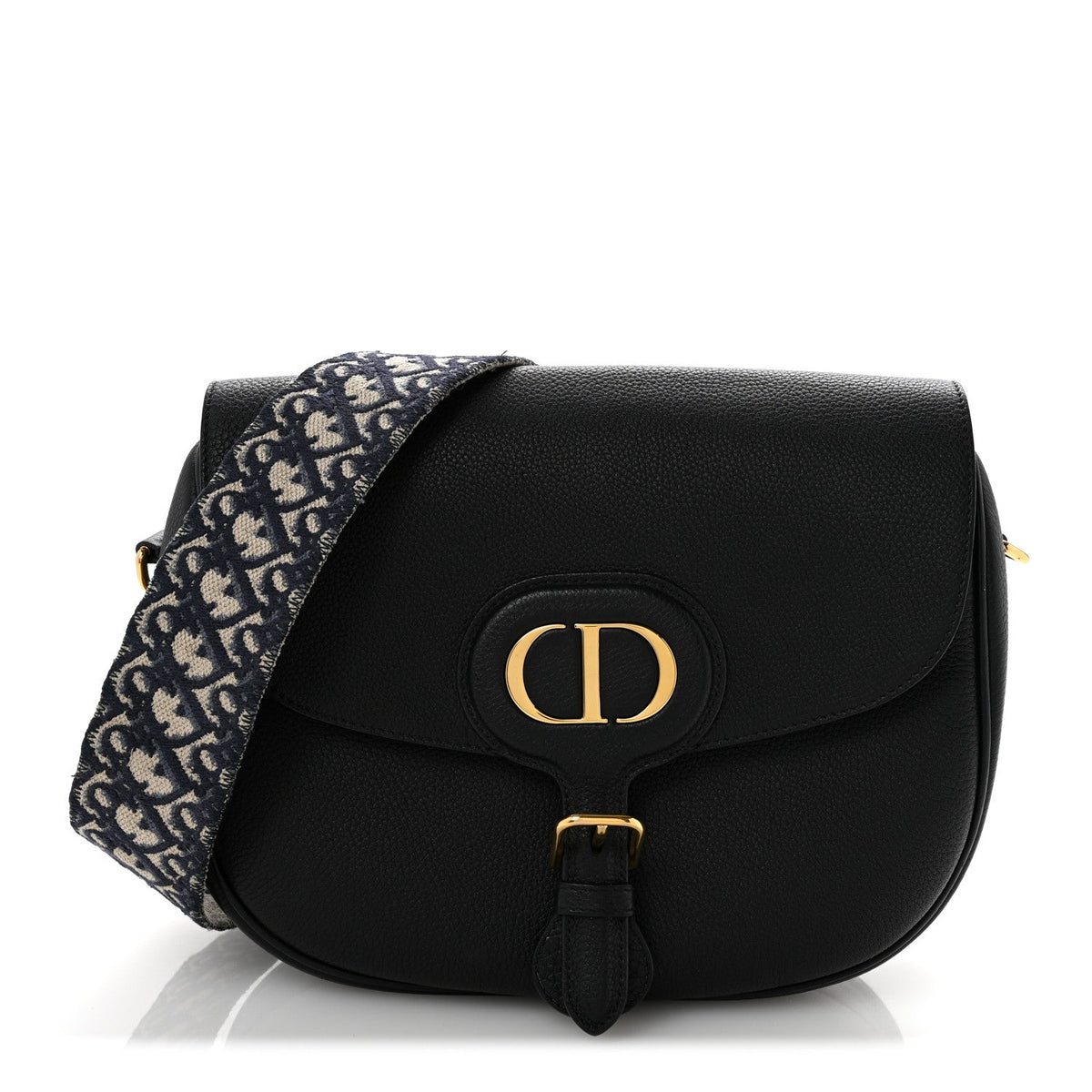 Grained Calfskin Large Bobby Flap Black wholesalehk.shop