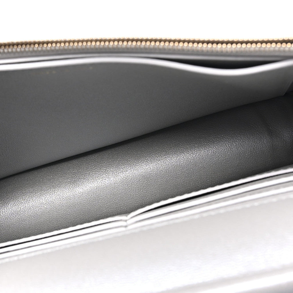 Calfskin Lizard Embossed Wallet on Chain WOC Silver wholesalehk.shop