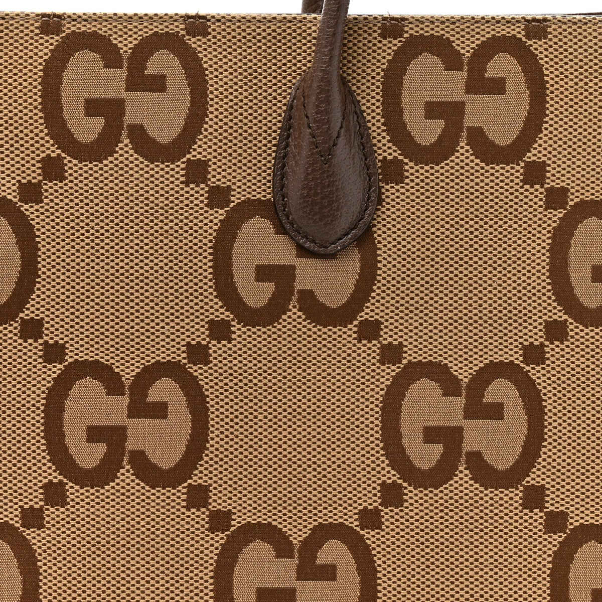 Monogram Jumbo GG Textured Dollar Calfskin Web Tote Bag Camel Ebony New Acero wholesalehk.shop