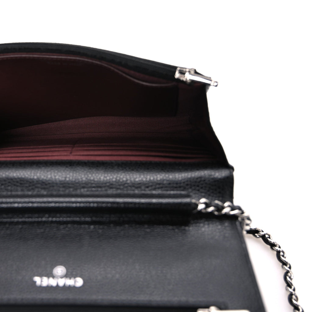 Caviar Quilted Wallet on Chain WOC Black wholesalehk.shop
