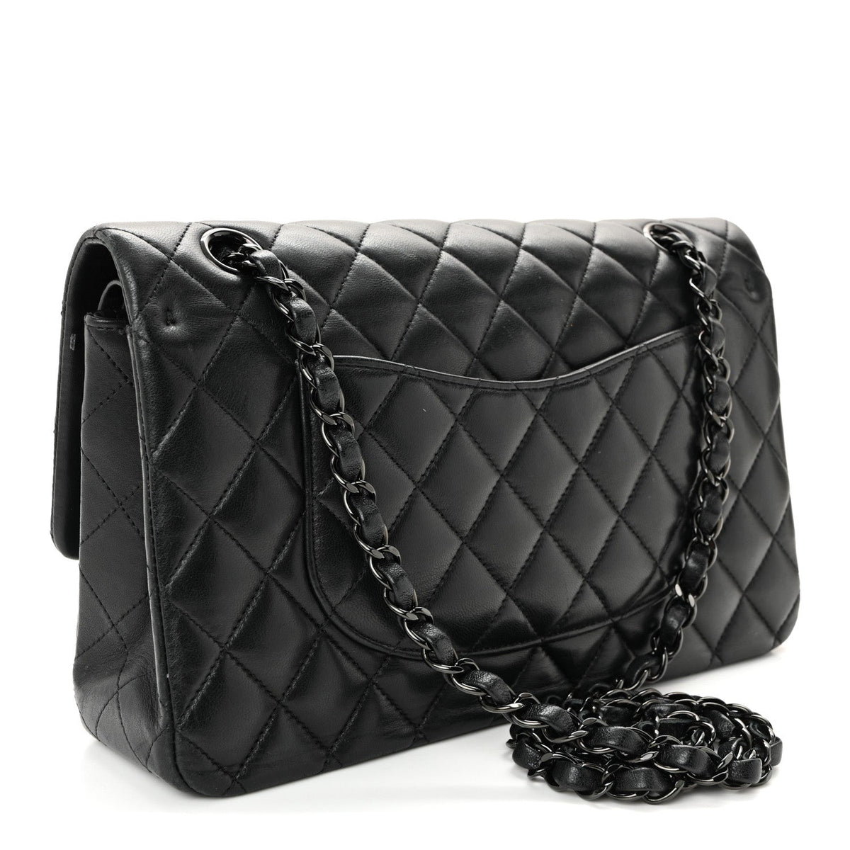 Lambskin Quilted Medium Double Flap So Black wholesalehk.shop