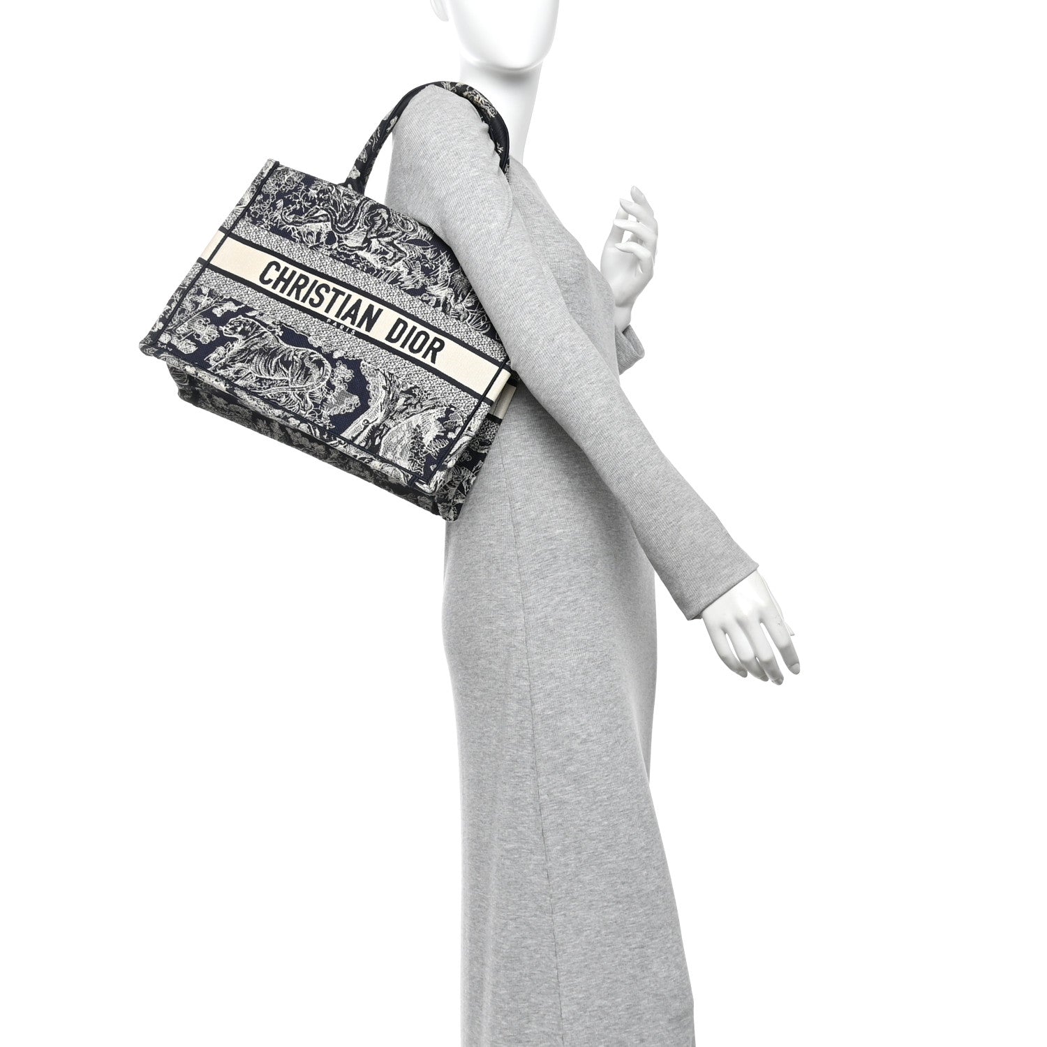Canvas Embroidered Medium Toile De Jouy Reverse Book Tote Blue £¨ Direct shipment via from wholesalehk.shop