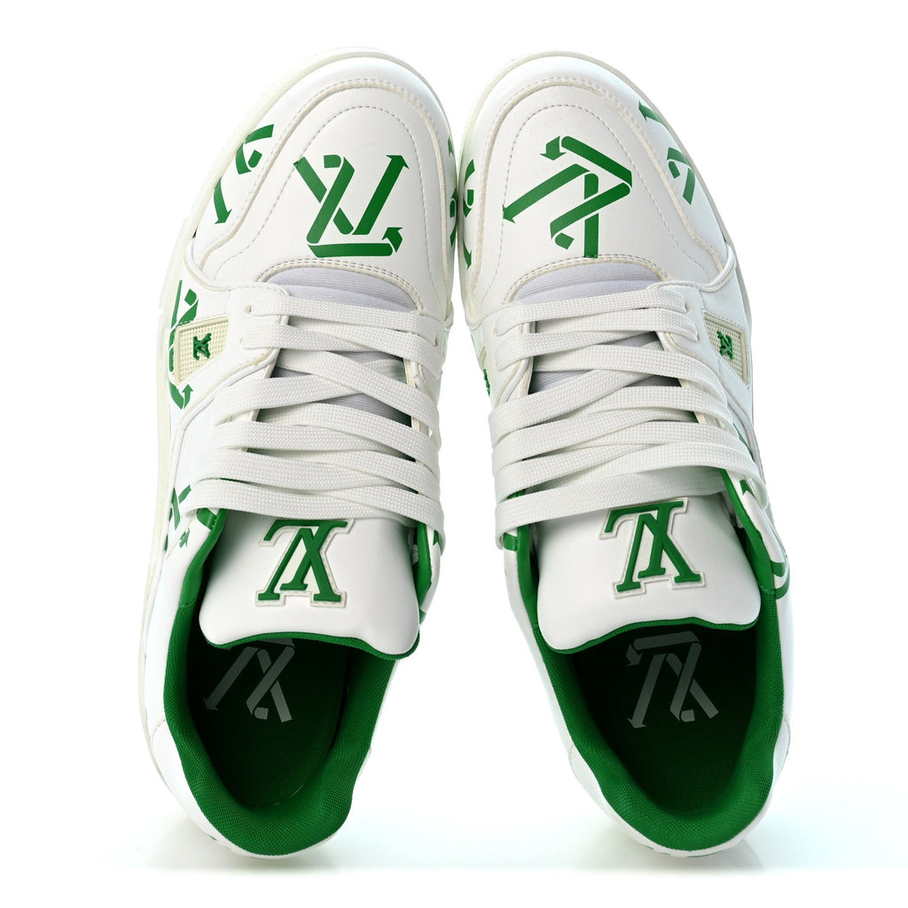 Mens LV Trainer Upcycling Sneakers 8.5 White Green £¨ Direct shipment via from wholesalehk.shop