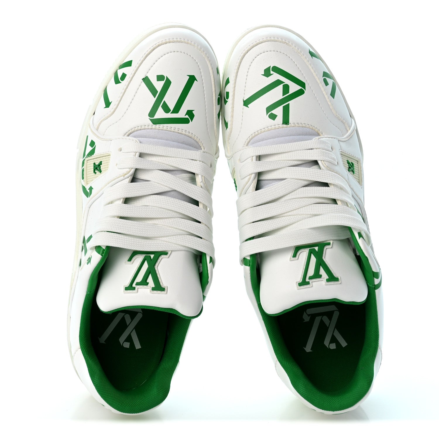 Mens LV Trainer Upcycling Sneakers 8.5 White Green £¨ Direct shipment via from wholesalehk.shop