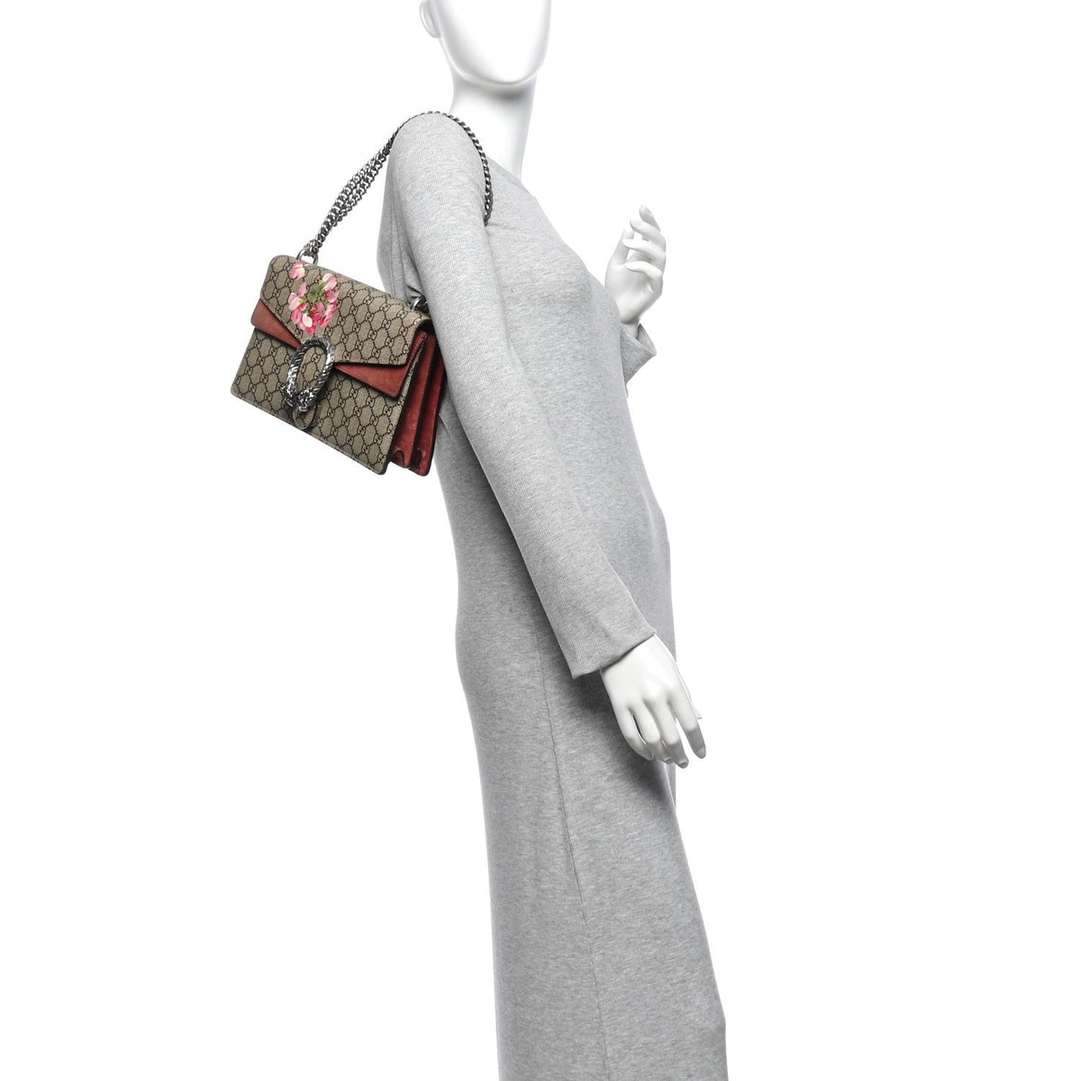 GG Supreme Monogram Blooms Small Dionysus Shoulder Bag Beige Multicolor Dry Rose wholesalehk.shop
