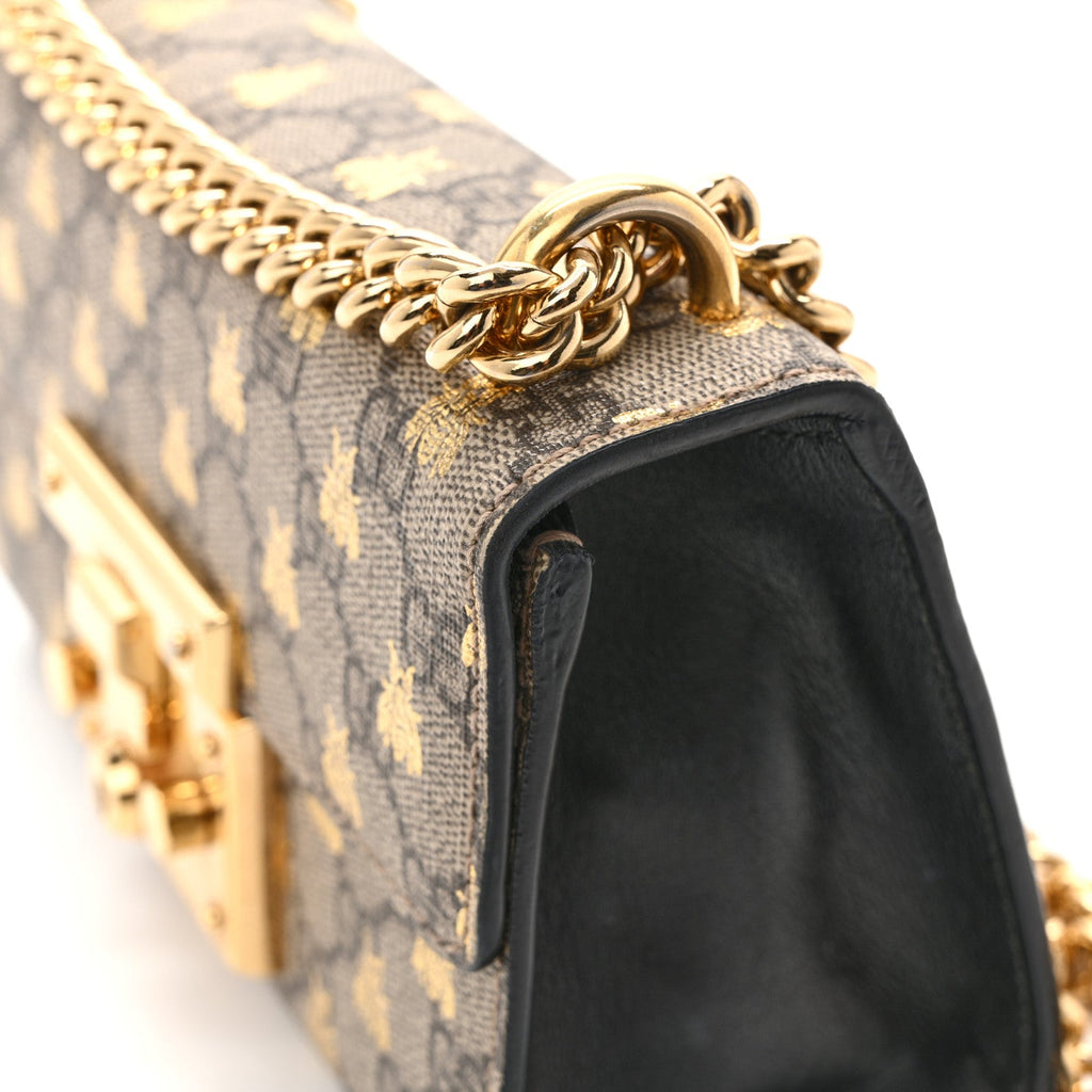 GG Supreme Monogram Bees Small Padlock Shoulder Bag Black £¨ Direct shipment via from wholesalehk.shop