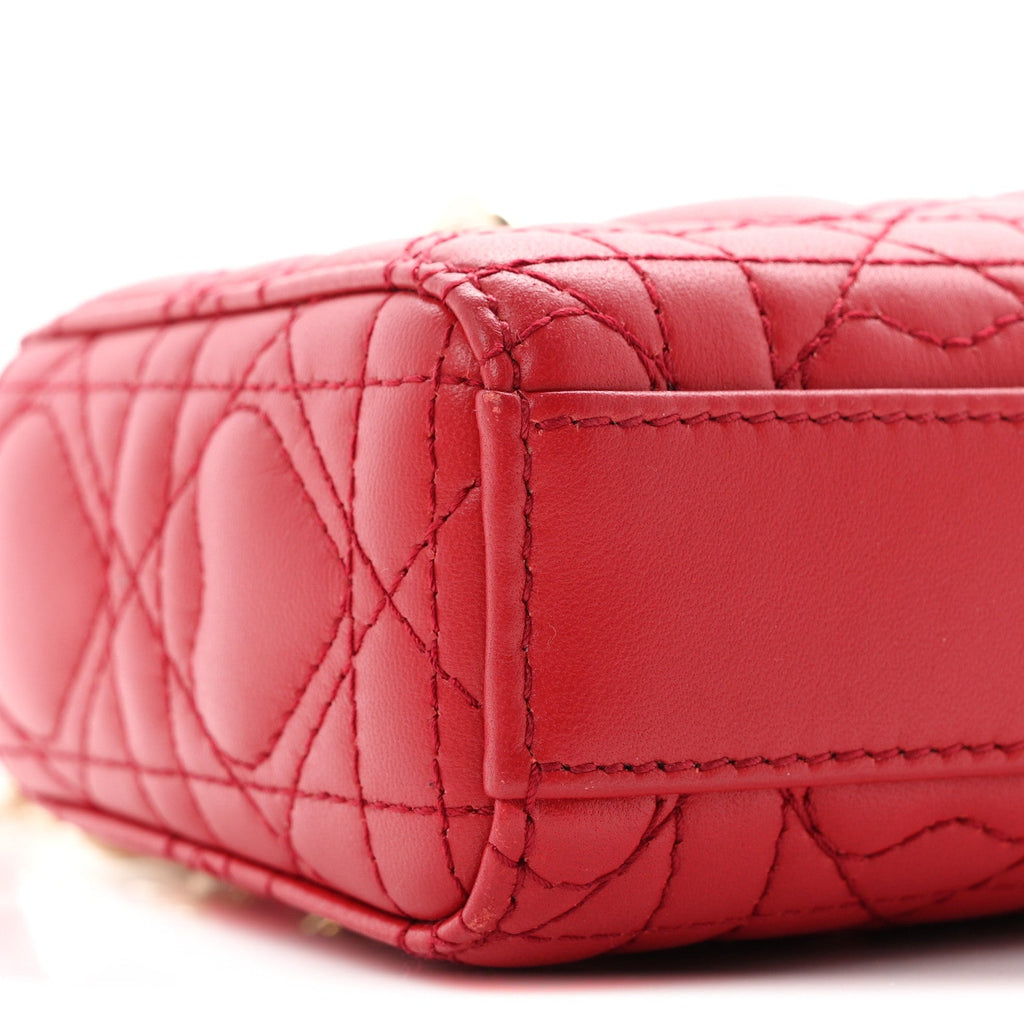 Lambskin Cannage Dioramour Micro Lady D-Joy Red wholesalehk.shop