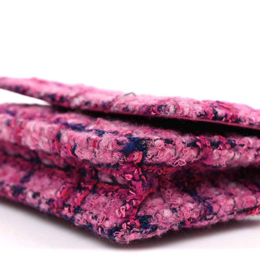 Tweed Quilted Wallet On Chain WOC Fuchsia Purple wholesalehk.shop