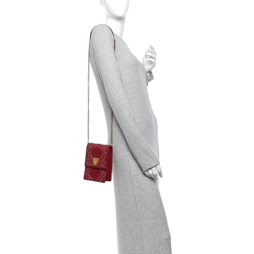 Lambskin Studded Vertical Diorama Spicy Red ¡§ Direct shipment via from wholesalehk.shop