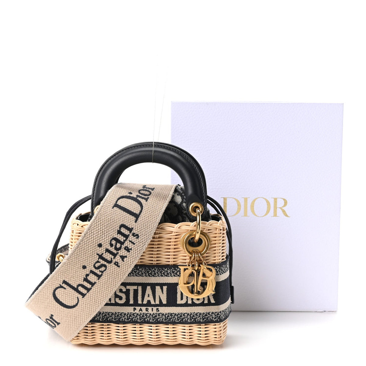 Wicker Oblique Mini Lady Dior Bag Blue wholesalehk.shop