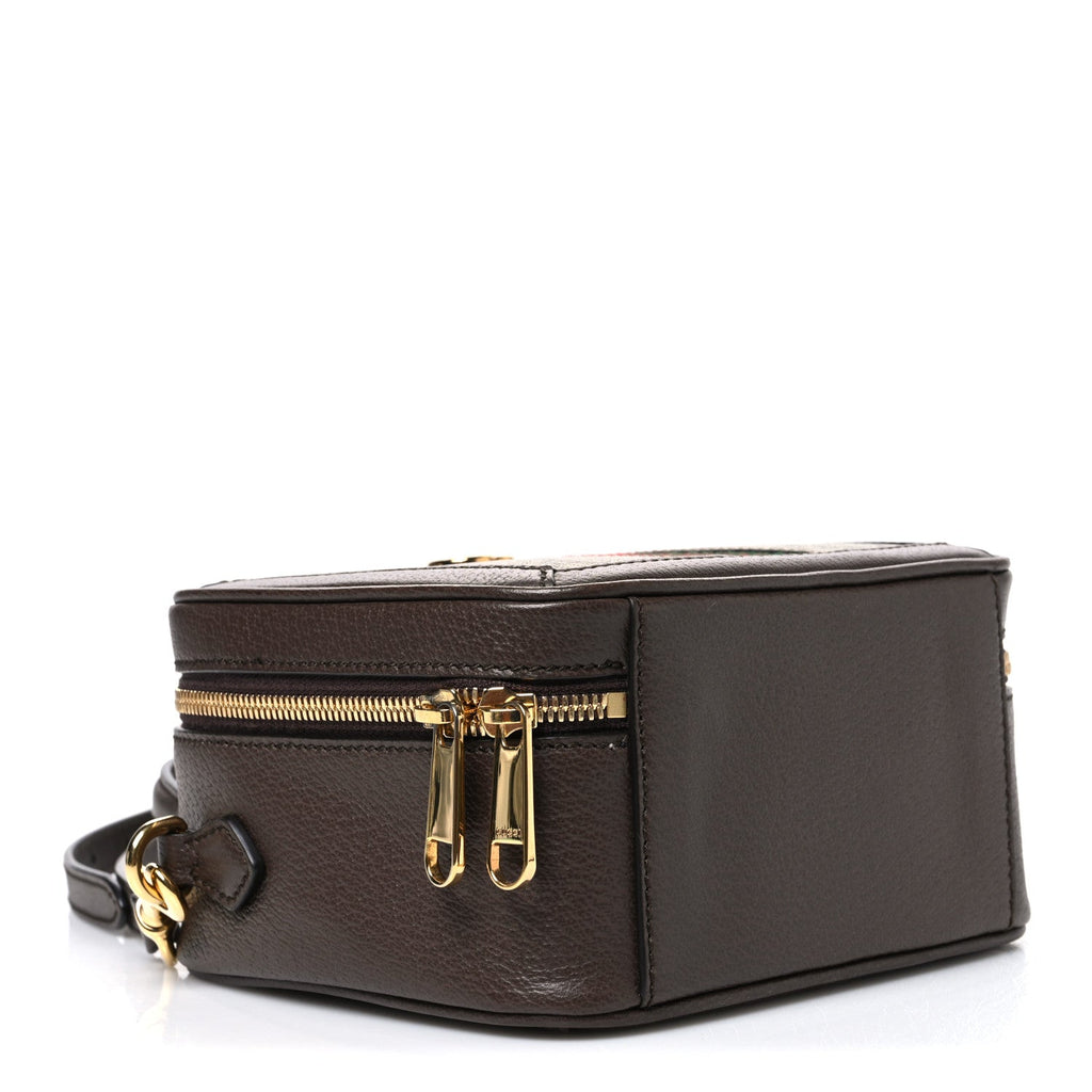 GG Supreme Monogram Textured Dollar Calfskin Mini Ophidia Top Handle Square Shoulder Bag Beige Ebony New Acero wholesalehk.shop