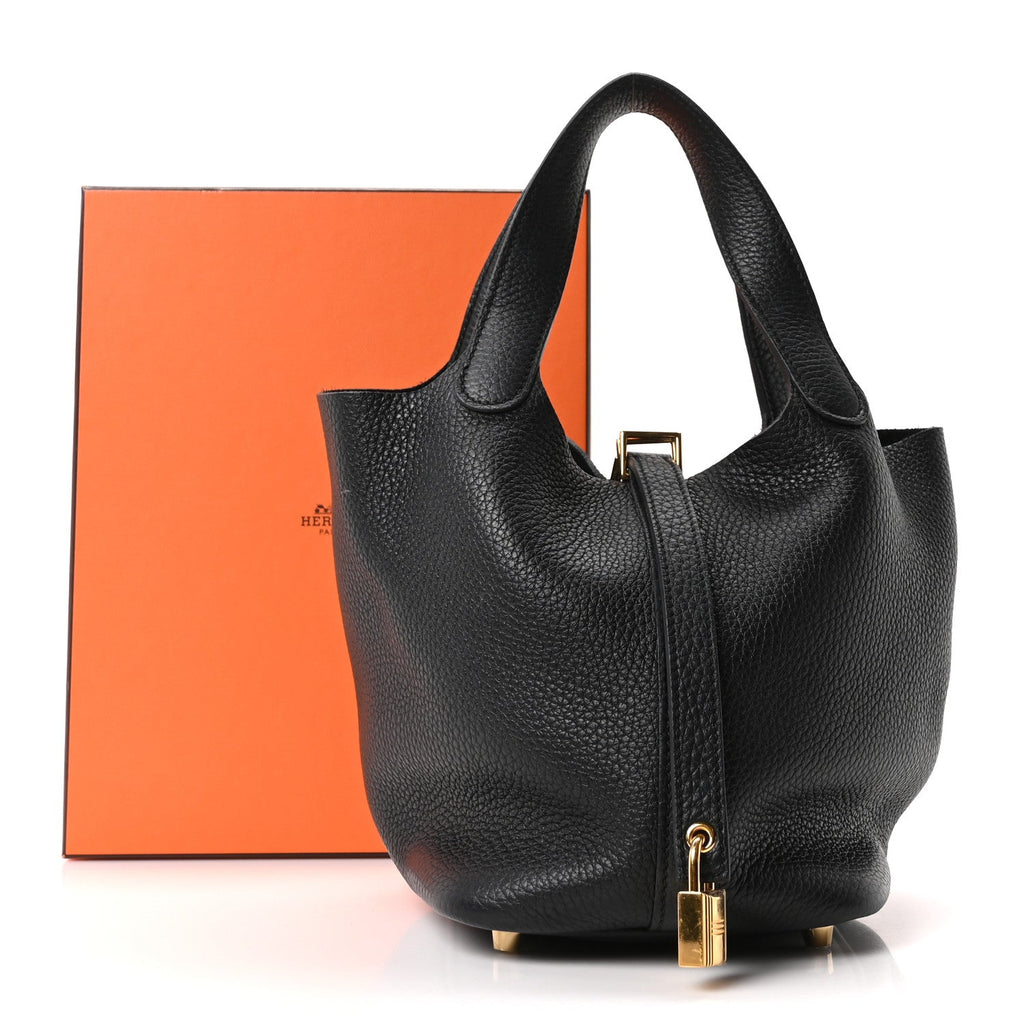Taurillon Clemence Picotin Lock 18 PM Black £¨ Direct shipment via from wholesalehk.shop