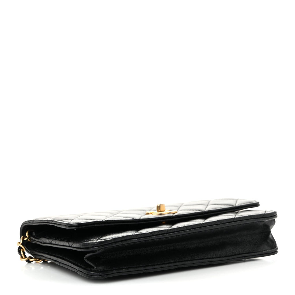 Lambskin Quilted CC Pearl Crush Wallet on Chain WOC Black wholesalehk.shop
