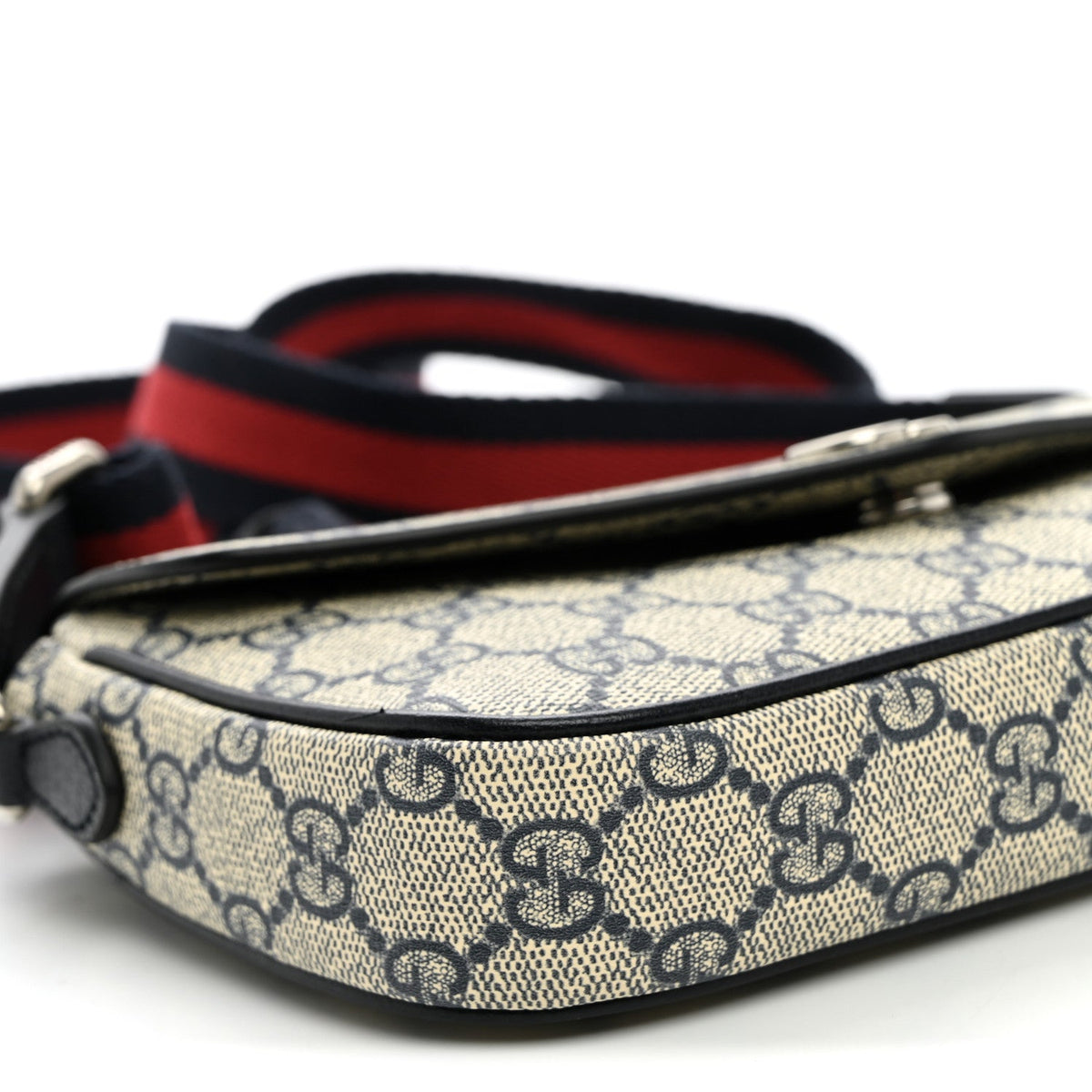 GG Supreme Monogram Textured Dollar Calfskin Web Mini Ophidia Envelope Shoulder Bag Beige Blue wholesalehk.shop